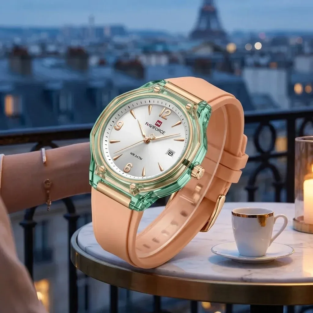 Montre femme NAVIFORCE NF6110 lumineuse 3ATM en silicone