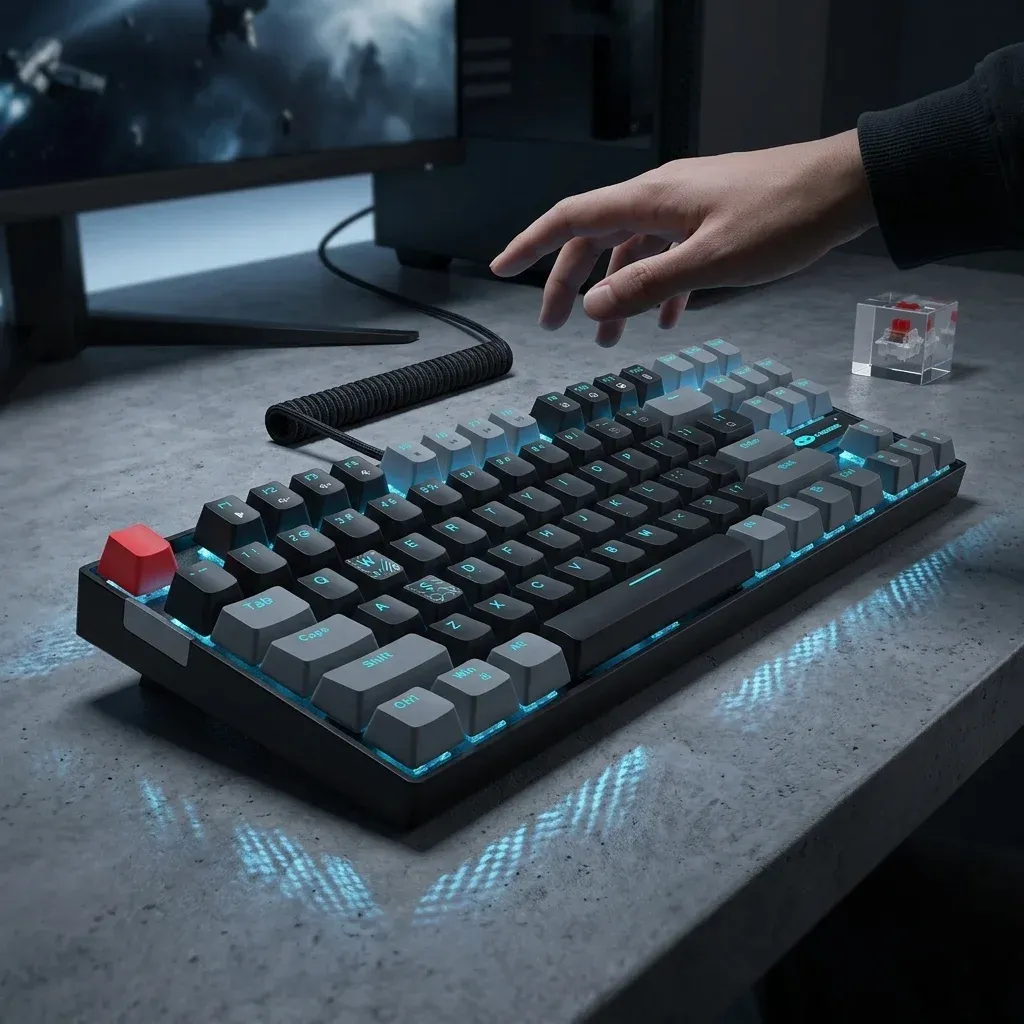 Clavier mécanique MageGee TKL 87 touches à LED bleue